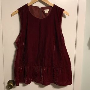 J crew velvet top Sz 14
